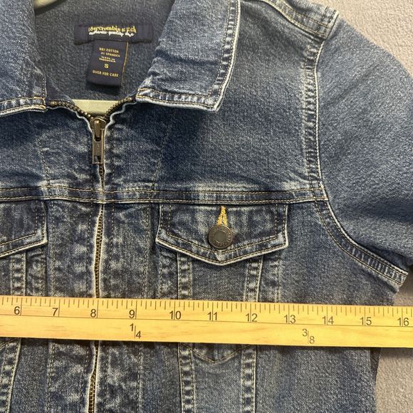 Abercrombie & Fitch Denim Jacket Womens Size Small Zip Up Blue Jean Y2K - Picture 8 of 8